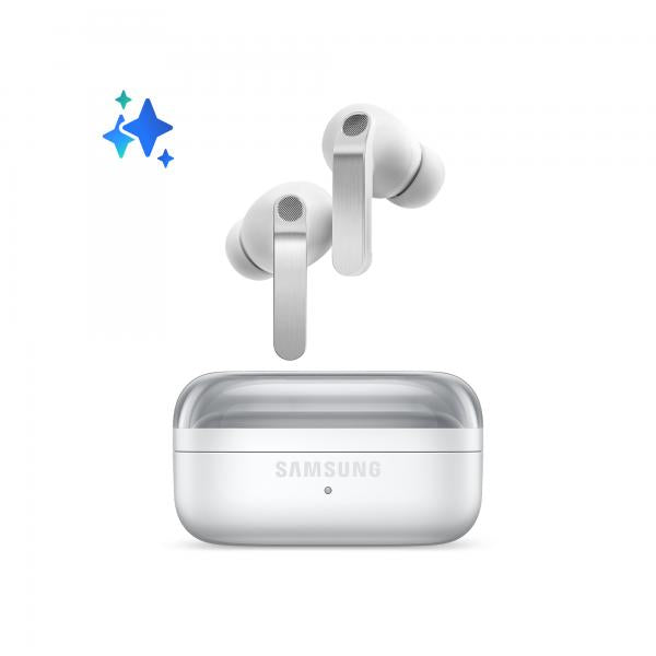 Samsung Galaxy Buds4 Pro, White, Corpo in metallo, Altoparlante a 2 vie e doppio amplificatore, Chiamate cristalline, Audio a 360, ANC migliorata, Controllo adattivo del rumore, Connessione senza interruzioni e One UI, AI pronto ai comandi vocali [SM...