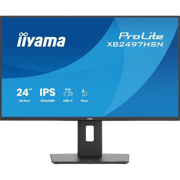 Iiyama ProLite 24 inch - Full HD IPS LED Monitor - 1920x1080 - USB-C Dock - HAS / Pivot [XB2497HSN-B1]
