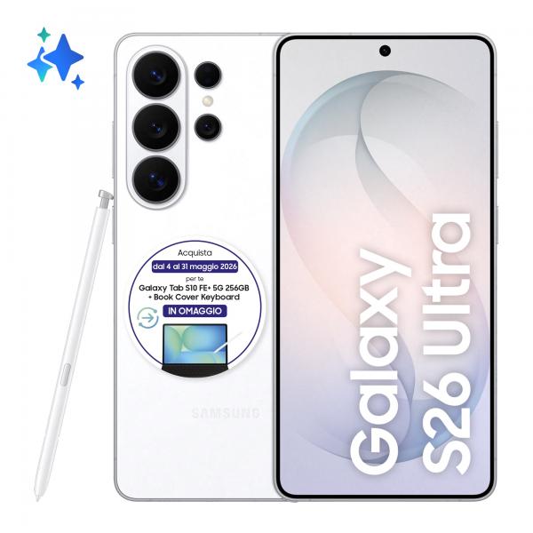 Samsung Galaxy S26 Ultra Smartphone AI, 256GB, Privacy Display integrato, Processore potente, Assistente Foto, Camera 200 MP, 5000 mAh, White [SM-S948BZWDEUE]