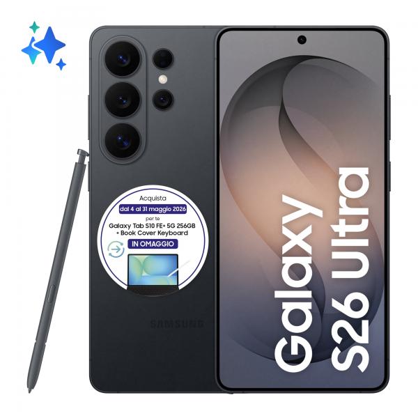 Samsung Galaxy S26 Ultra Smartphone AI, 512GB, Privacy Display integrato, Processore potente, Assistente Foto, Camera 200 MP, 5000 mAh, Black [SM-S948BZKGEUE]