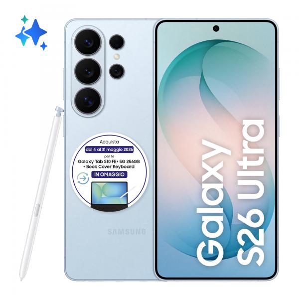 Samsung Galaxy S26 Ultra Smartphone AI, 512GB, Privacy Display integrato, Processore potente, Assistente Foto, Camera 200 MP, 5000 mAh, Sky Blue [SM-S948BLBGEUE]