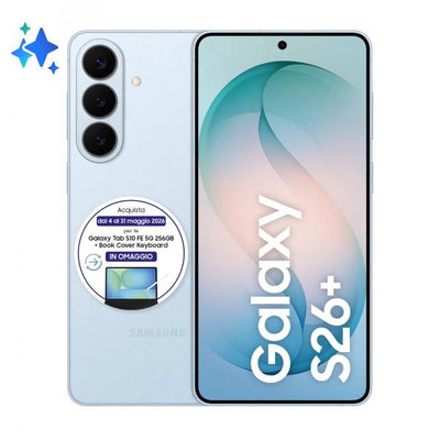 Samsung Galaxy S26+ Smartphone AI, 512GB, Processore avanzato, Assistente Foto, Creative Studio, Camera 50 MP, 4900 mAh, Sky Blue [SM-S947BLBGEUE]