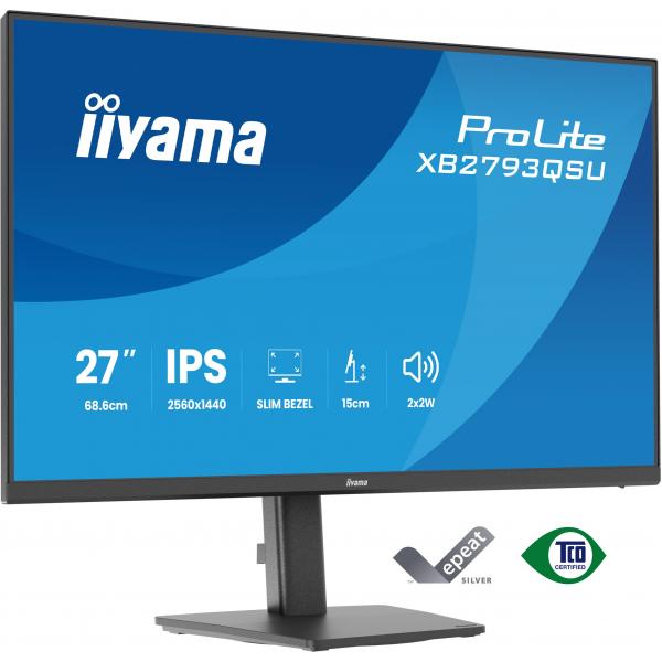 iiyama ProLite XB2793QSU-B1 Monitor PC 68,6 cm (27") 2560 x 1440 Pixel Quad HD LED Nero [XB2793QSU-B1]