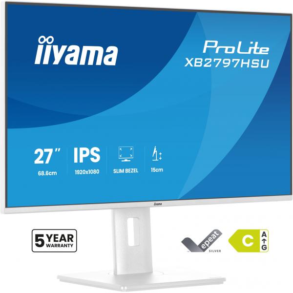 iiyama ProLite XB2797HSU-W1 Monitor PC 68,6 cm (27") 1920 x 1080 Pixel Full HD LED Bianco [XB2797HSU-W1]