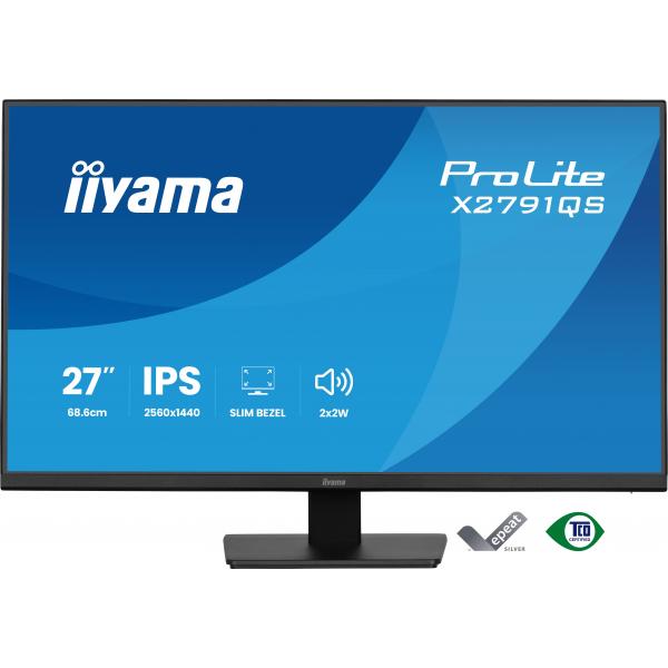 iiyama ProLite X2791QS-B1 Monitor PC 68,6 cm (27") 2560 x 1440 Pixel Quad HD LED Nero [X2791QS-B1]