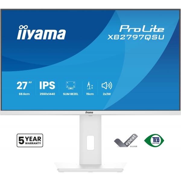 iiyama ProLite XB2797QSU-W1 Monitor PC 68,6 cm (27") 2560 x 1440 Pixel Quad HD LED Bianco [XB2797QSU-W1]