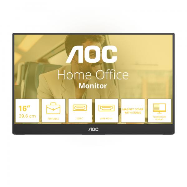 AOC 16T20E2 TV e monitor portatile Nero 39,6 cm (15.6") LED 1920 x 1080 Pixel [16T20E2]