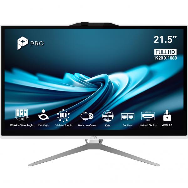 MSI Pro AP222T 14MA-614EU Intel Core i3 i3-14100 54,6 cm (21.5") 1920 x 1080 Pixel Touch screen PC All-in-one 8 GB DDR4-SDRAM 512 GB SSD Windows 11 Home Wi-Fi 5 (802.11ac) Bianco [PROAP222T14MA-614EU]