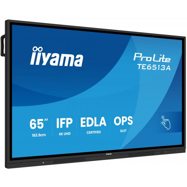 iiyama TE6513A-B2AG visualizzatore di messaggi Pannello piatto interattivo 163,8 cm (64.5") Wi-Fi 500 cd/m 4K Ultra HD Nero Touch screen Processore integrato Android 24/7 [TE6513A-B2AG]