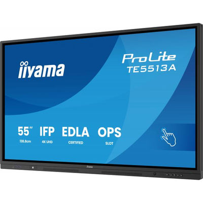 iiyama TE5513A-B2AG visualizzatore di messaggi Pannello piatto interattivo 138,7 cm (54.6") Wi-Fi 500 cd/m 4K Ultra HD Nero Touch screen Processore integrato Android 24/7 [TE5513A-B2AG]
