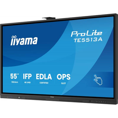 iiyama TE5513A-B2AG visualizzatore di messaggi Pannello piatto interattivo 138,7 cm (54.6") Wi-Fi 500 cd/m 4K Ultra HD Nero Touch screen Processore integrato Android 24/7 [TE5513A-B2AG]