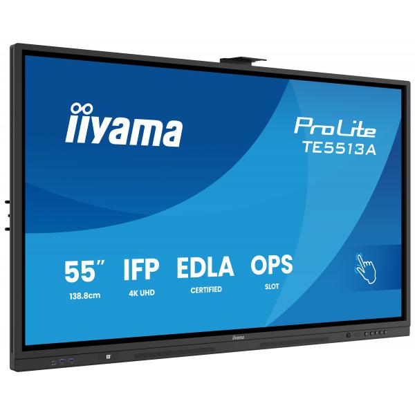 iiyama TE5513A-B2AG visualizzatore di messaggi Pannello piatto interattivo 138,7 cm (54.6") Wi-Fi 500 cd/m 4K Ultra HD Nero Touch screen Processore integrato Android 24/7 [TE5513A-B2AG]