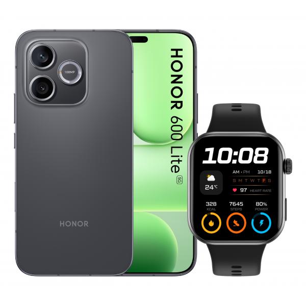 Honor BUNDLE 600 LITE 256GB V BLACK+WATCH 2i BLACK 16,8 cm (6.6") Doppia SIM 5G USB tipo-C 8 GB 6520 mAh Nero [0166430311]
