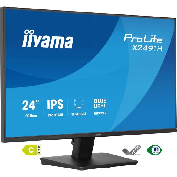 iiyama ProLite X2491H-B1 Monitor PC 60,5 cm (23.8") 1920 x 1080 Pixel Full HD LCD Nero [X2491H-B1]
