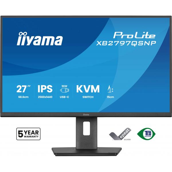 iiyama ProLite XB2797QSNP-B1 Monitor PC 68,6 cm (27") 2560 x 1440 Pixel Quad HD LCD Nero [XB2797QSNP-B1]