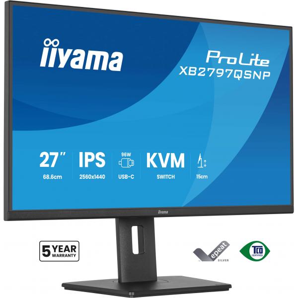 iiyama ProLite XB2797QSNP-B1 Monitor PC 68,6 cm (27") 2560 x 1440 Pixel Quad HD LCD Nero [XB2797QSNP-B1]