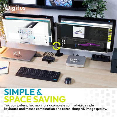 Digitus USB-C 3.0 Dual HDMI KVM Switch - 2-port - 4K60Hz - Core Line [DS-12856]