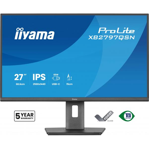 Iiyama Prolite 27 inch - QHD IPS Monitor - 2560x1440 - USB-C - HAS [XB2797QSN-B1]