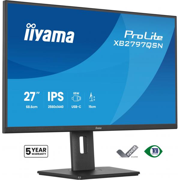 Iiyama Prolite 27 inch - QHD IPS Monitor - 2560x1440 - USB-C - HAS [XB2797QSN-B1]