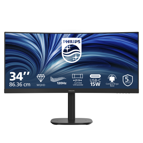 PHILIPS MONITOR CURVO 34 LED VA WQHD 21:9 4MS 120hz , REG ALTEZZA, DP/HDMI, USB-C [34B2N3500C]