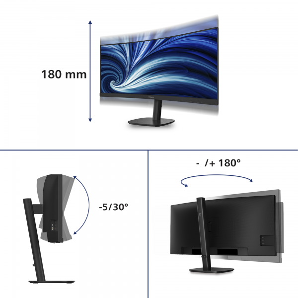 Philips 34B2N3500C/00 Monitor PC 86,4 cm (34") 3440 x 1440 Pixel Wide Quad HD LCD Nero [34B2N3500C/00]