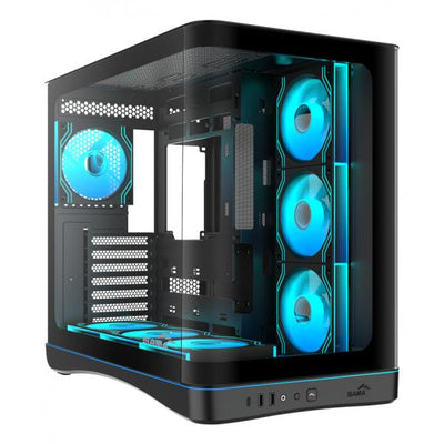 SAMA MID TOWER V62 BLACK TG CURVE LED STRIP 7* 120 ARGB PWM FAN [V62-BKADA7X1-GL]