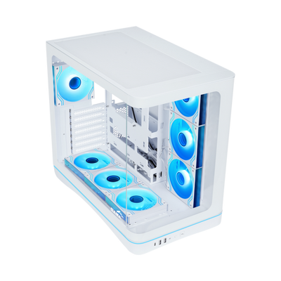 SAMA MID TOWER V62 WHITE TG CURVE LED STRIP 7* 120 ARGB PWM FAN [V62-WHADA7X1-GL]