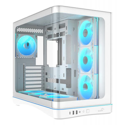 SAMA MID TOWER V62 WHITE TG CURVE LED STRIP 7* 120 ARGB PWM FAN [V62-WHADA7X1-GL]