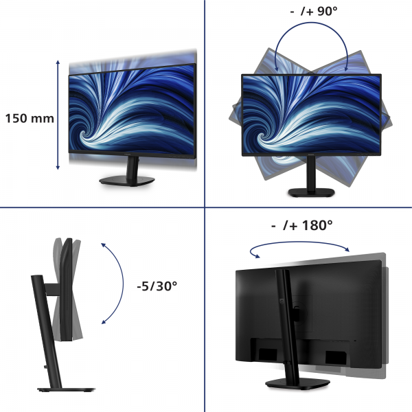 PHILIPS MONITOR 27 LED WQHD 16:9 4MS 120hz, REG ALTEZZA, DP/HDMI [27B2N3500]