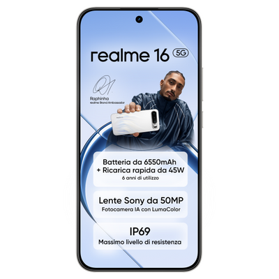 realme 16 5G 16,7 cm (6.57") Doppia SIM Android 16.0 USB tipo-C 8 GB 256 GB 6550 mAh Bianco [0165080300]