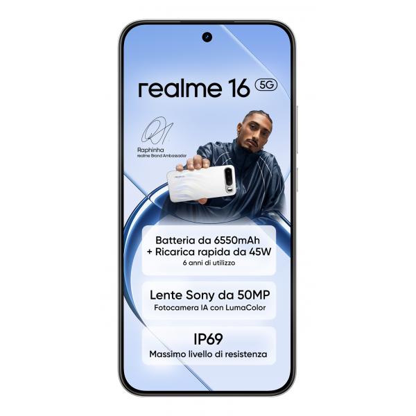 realme 16 5G 16,7 cm (6.57") Doppia SIM Android 16.0 USB tipo-C 8 GB 256 GB 6550 mAh Bianco [0165080300]