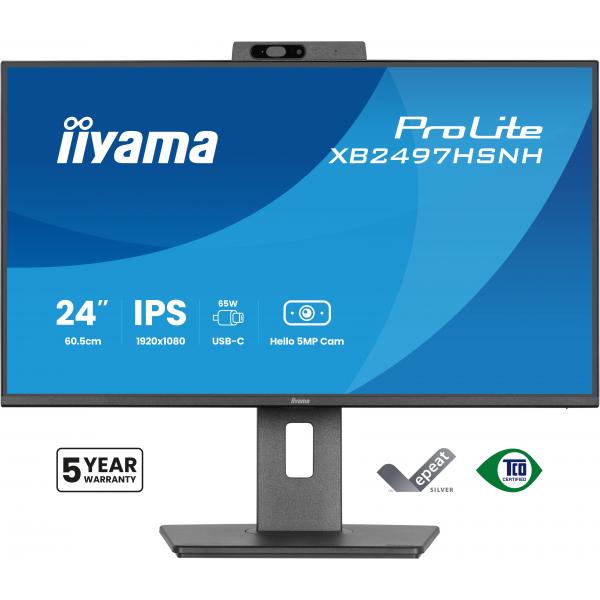 Iiyama Prolite 24 inch - Full HD IPS Monitor - 1920x1080 - USB-C - Build-in Windows Hello Camera [XB2497HSNH-B1]