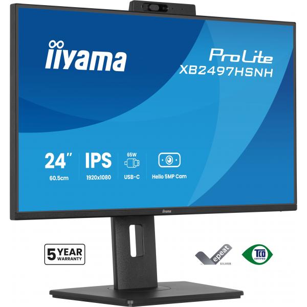 Iiyama Prolite 24 inch - Full HD IPS Monitor - 1920x1080 - USB-C - Build-in Windows Hello Camera [XB2497HSNH-B1]