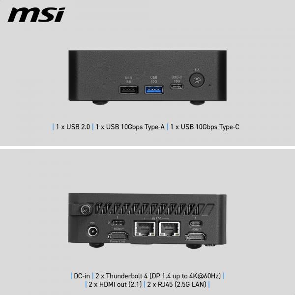 MSI MINI PC BAREBONE CUBI NUC AI ULTRA 7 355 FREEDOS [CUBI NUC AI 3MG-004B]