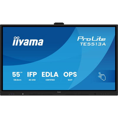iiyama TE5513A-B3AG visualizzatore di messaggi Pannello piatto interattivo 138,7 cm (54.6") LCD Wi-Fi 500 cd/m 4K Ultra HD Nero Touch screen Processore integrato Android 24/7 [TE5513A-B3AG]
