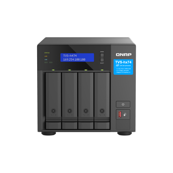 QNAP TVS-H474 NAS Tower Intel Core i3 i3-12100 8 GB DDR4 0 TB QuTS hero Nero [TVS-H474-I3-8G]