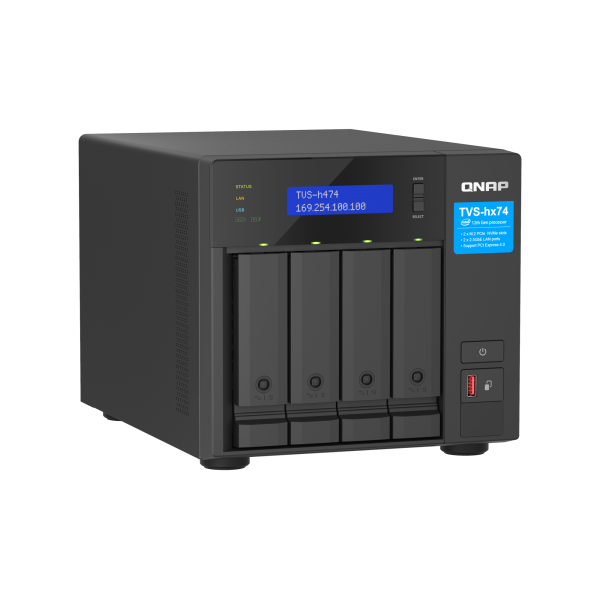 QNAP TVS-H474 NAS Tower Intel Core i3 i3-12100 8 GB DDR4 0 TB QuTS hero Nero [TVS-H474-I3-8G]
