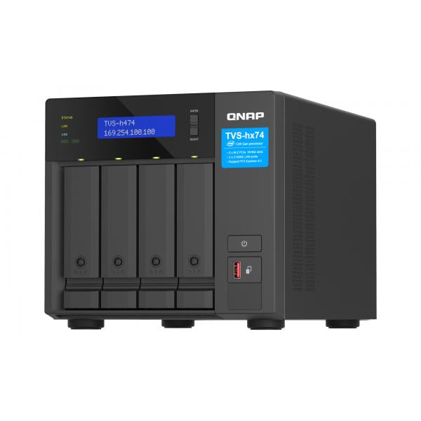 QNAP TVS-H474 NAS Tower Intel Core i3 i3-12100 8 GB DDR4 0 TB QuTS hero Nero [TVS-H474-I3-8G]