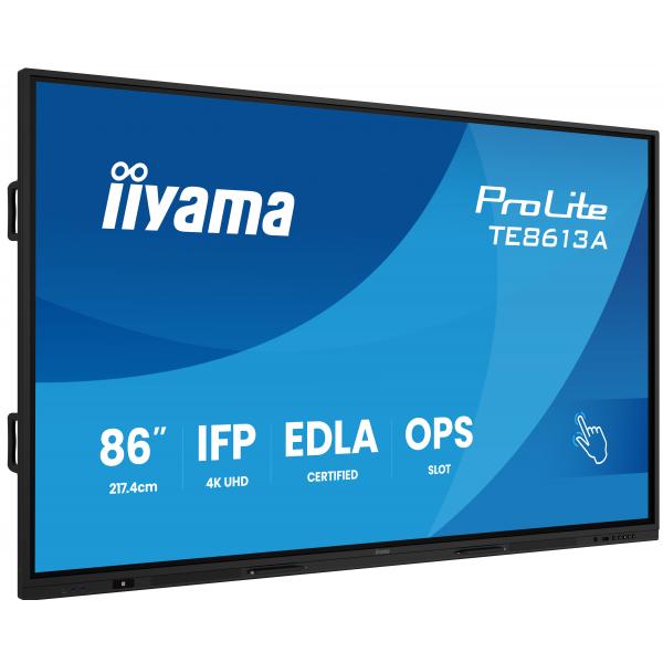 iiyama TE8613A-B3AG visualizzatore di messaggi Pannello piatto interattivo 2,17 m (85.6") LCD Wi-Fi 500 cd/m 4K Ultra HD Nero Touch screen Processore integrato Android 24/7 [TE8613A-B3AG]