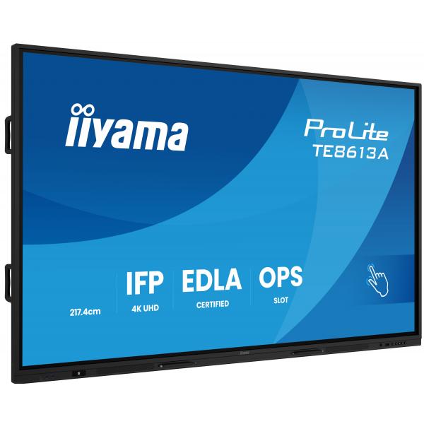 iiyama TE8613A-B3AG visualizzatore di messaggi Pannello piatto interattivo 2,17 m (85.6") LCD Wi-Fi 500 cd/m 4K Ultra HD Nero Touch screen Processore integrato Android 24/7 [TE8613A-B3AG]