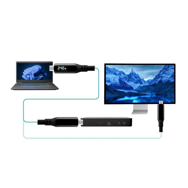 i-tec Thunderbolt 4/USB4 Class Pro Cable 240W with LCD (40 Gbps, 150 cm) [TB4CBL150CMPRO]