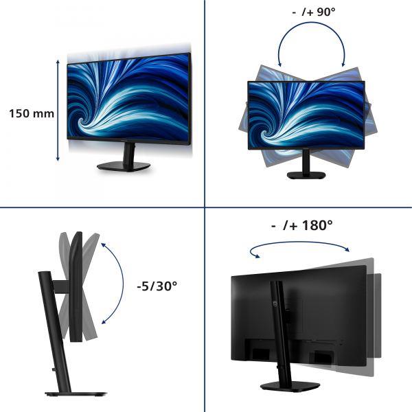 PHILIPS MONITOR 27 LED IPS FHD 16:9 4MS, REG ALTEZZA, VGA/DP/HDMI [27B2N3200A]