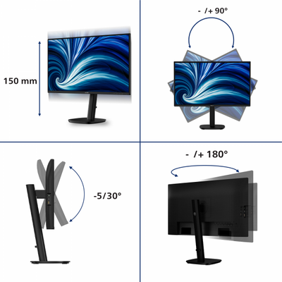 PHILIPS MONITOR 27 LED IPS FHD 16:9 4MS, REG ALTEZZA, DP/HDMI, USB-C [27B2U3301]
