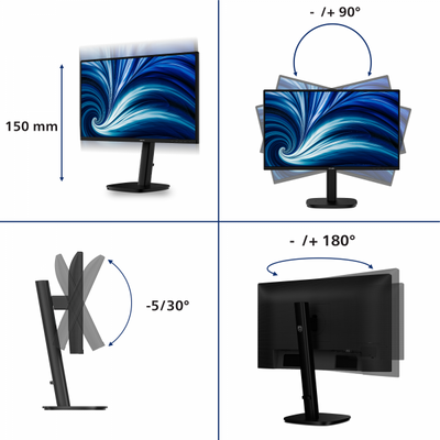 PHILIPS MONITOR 23,8 LED IPS FHD 16:9 4MS, REG ALTEZZA, VGA/DP/HDMI [24B2N3200A]