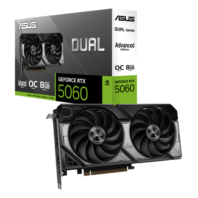 ASUS VGA GEFORCE RTX 5060, DUAL-RTX5060-O8G-A, 8GB GDDR7, HDMI 2.1B/3DP 2.1A, 90YV0PS0-M0NA00 [DUAL-RTX5060-O8G-A]