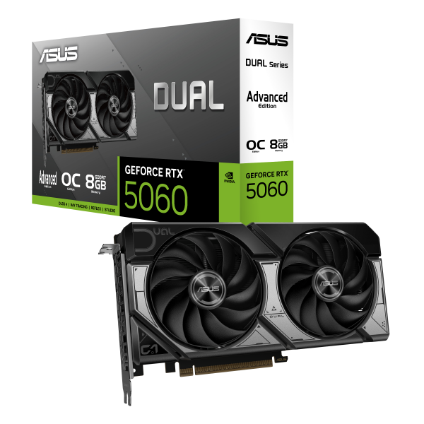 ASUS VGA GEFORCE RTX 5060, DUAL-RTX5060-O8G-A, 8GB GDDR7, HDMI 2.1B/3DP 2.1A, 90YV0PS0-M0NA00 [DUAL-RTX5060-O8G-A]
