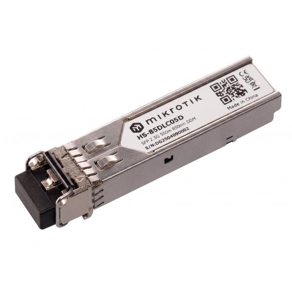 MikroTik - HS-85DLC05D - A 1G/2.5G multimode SFP module for links up to 550 m, providing a simple and affordable bandwidth upgrade for existing fiber networks. [HS-85DLC05D]