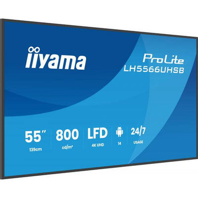 Iiyama Prolite 55 inch - 4k UHD Touch Display - 3840x2160 - 24/7 - Android 14 [LH5566UHSB-B1AG]