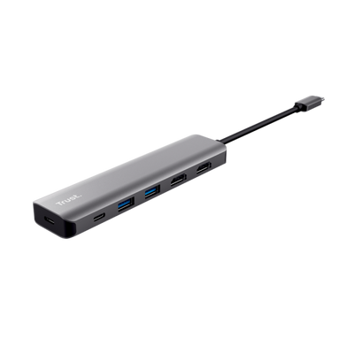 TRUST ADATTATORE DOCKING STATION MULTIPORT 6 IN 1 , 2 HDMI 4K, 1 USB-C, 1 USB-C PD, 2 USB-A 3.2, DAL [26325]