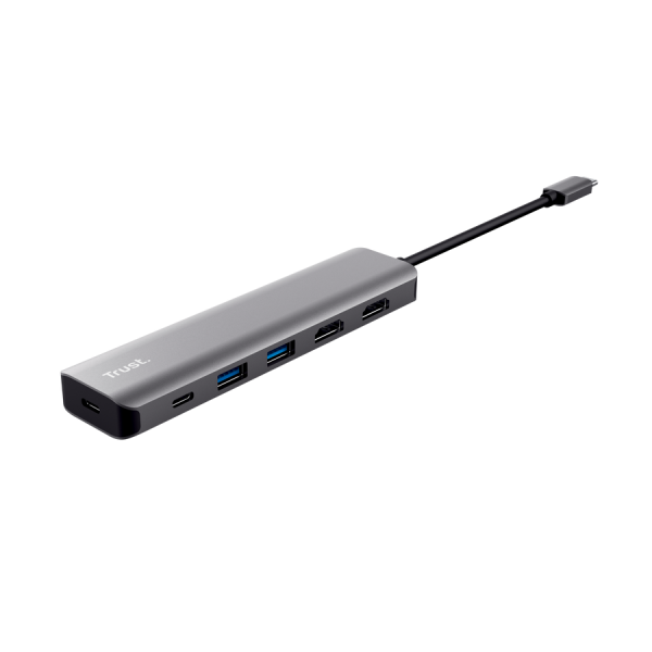 TRUST ADATTATORE DOCKING STATION MULTIPORT 6 IN 1 , 2 HDMI 4K, 1 USB-C, 1 USB-C PD, 2 USB-A 3.2, DAL [26325]
